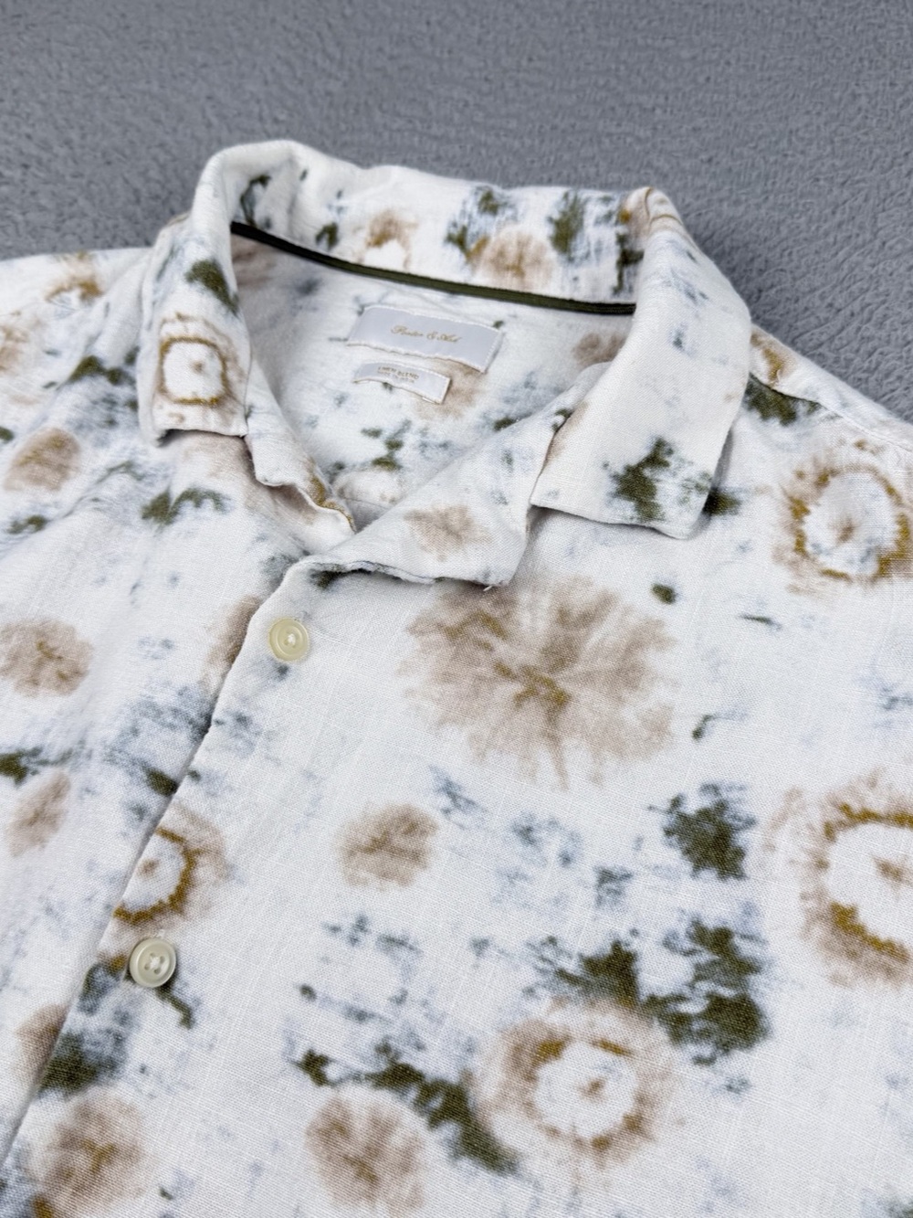 Porter and Ash Shirt Mens Large Tie Dye Linen Blend Short Sleeve Button Preppy